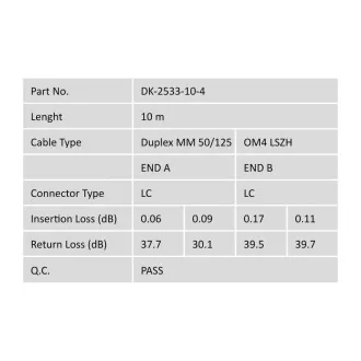 DIGITUS Fiber Optic Patch Cord, LC to LC, Multimode OM4 - 50/125 µ, Duplex Length 10m