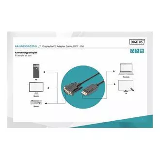 Digitus DisplayPort pripojovací kábel, DP/M-DVI (24+1)/M 2.0m
