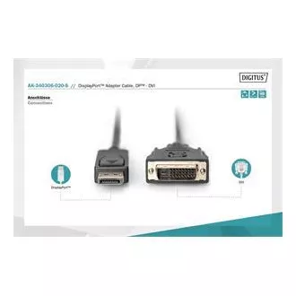 Digitus DisplayPort pripojovací kábel, DP/M-DVI (24+1)/M 2.0m