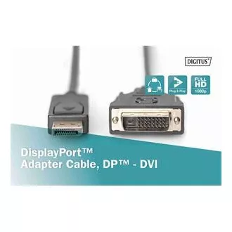 Digitus DisplayPort pripojovací kábel, DP/M-DVI (24+1)/M 2.0m