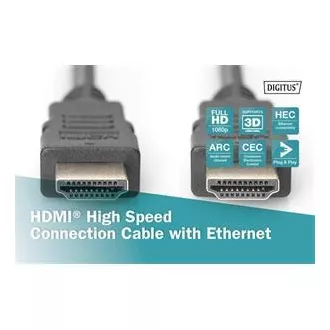 Digitus HDMI High Speed + Ethernet pripojovací kábel, 2x tienený, 3m