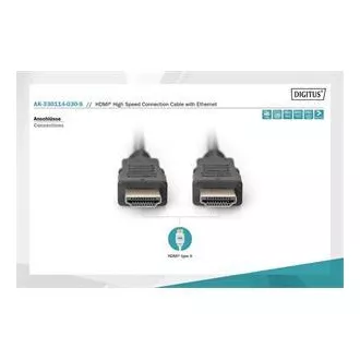 Digitus HDMI High Speed + Ethernet pripojovací kábel, 2x tienený, 3m