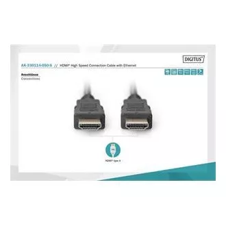 Digitus HDMI High Speed + Ethernet pripojovací kábel, 2x tienený, 5m Digitus HDMI High Speed + Ethernet pripojovací kábel, 2x tienený, 5m