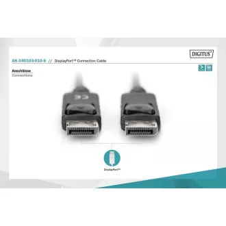 Digitus DisplayPort 1.1a. pripojovací kábel 1 m, CU, AWG28, 2x tienený