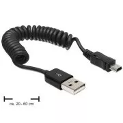 Delock kábel USB 2.0 A samec > USB mini samec, krútený kábel