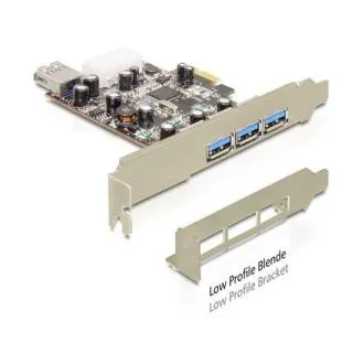 DeLock PCI Express x1 > USB 3.0, 3x externý, 1x interný, VIA, + low profile