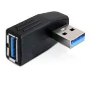 DeLock adaptér USB 3.0 samec - USB 3.0 samica pod uholom 90 ° horizontálne