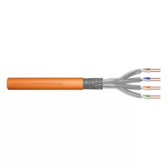 Digitus Inštalačný kábel CAT 7 S-FTP, 1200 MHz Dca (EN 50575), AWG 23/1, klbko 100 m, simplex, farba oranžová