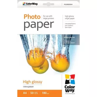 COLORWAY fotopapier / high glossy 180g / m2, A4 / 50 kusov COLORWAY fotopapier / high glossy 180g / m2, A4 / 50 kusov