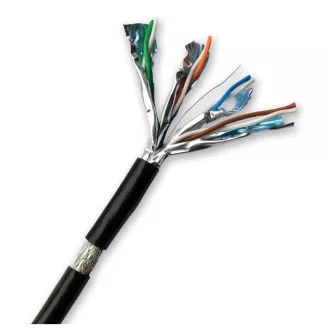 DATACOM S/FTP drôt CAT7 PE, Fca 100m, plášť čierny OUTDOOR