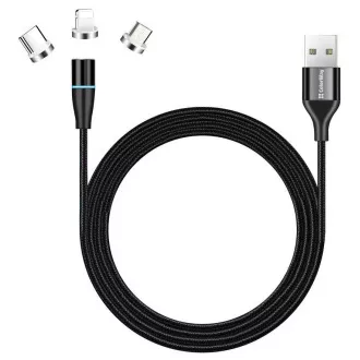 Colorway Nabíjací Kábel 3v1 Lightning+MicroUSB+USB-C/ Magnetic/ 2.4A/ Nylon/ Quick Charge 3.0/ 1m