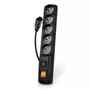 Acar F5 IEC 3m kábel, 5 zásuviek, prepäťová ochrana, C14 do UPS, čierny