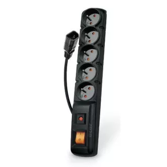 Acar F5 IEC 3m kábel, 5 zásuviek, prepäťová ochrana, C14 do UPS, čierny