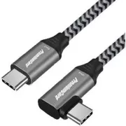 PremiumCord USB-C zahnutý kábel (USB 3.2 GEN 2x2, 5A, 100W, 20Gbit/s) 1m hliníkové krytky konektorov, bavlnený oplet
