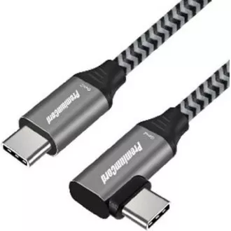 PremiumCord USB-C zahnutý kábel (USB 3.2 GEN 2x2, 5A, 100W, 20Gbit/s) 1m hliníkové krytky konektorov, bavlnený oplet