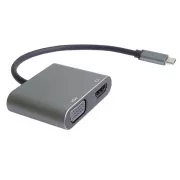 PremiumCord MST adaptér USB-C na HDMI + VGA, rozlíšenie 4K a FULL HD 1080p