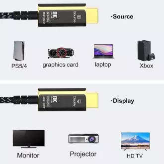 PremiumCord Ultra High Speed HDMI 2.1 optický fiber kábel 8K @ 60Hz, pozlátené 20m