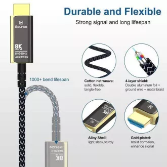 PremiumCord Ultra High Speed HDMI 2.1 optický fiber kábel 8K @ 60Hz, pozlátené 25m