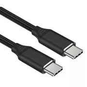 PremiumCord Kábel USB-C M/M, 240W 480Mbps čierny bavlnený oplet, 1,5m