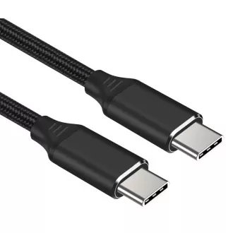 PremiumCord Kábel USB-C M/M, 240W 480Mbps čierny bavlnený oplet, 1,5m