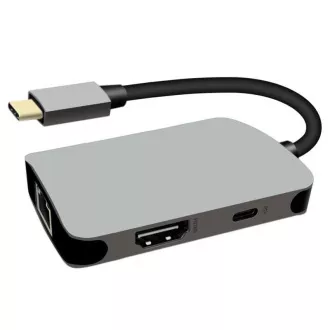 PremiumCord USB-C na HDMI + RJ45 + PD adaptér, hliníkové púzdro PremiumCord USB-C na HDMI + RJ45 + PD adaptér, hliníkové púzdro