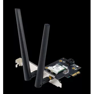 ASUS PCE-AXE5400, WiFi 6E PCI-E adaptér s 2 externými anténami. Podpora pásma 6 GHz, 160 MHz, Bluetooth 5.2 ASUS PCE-AXE5400, WiFi 6E PCI-E adaptér s 2 externými anténami. Podpora pásma 6 GHz, 160 MHz, Bluetooth 5.2
