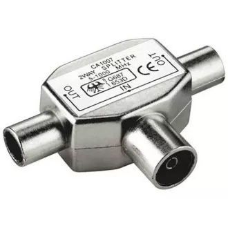 PremiumCord TV antenný zlučovač-rozbočovač IEC 75 Ohm 1xF-2xM