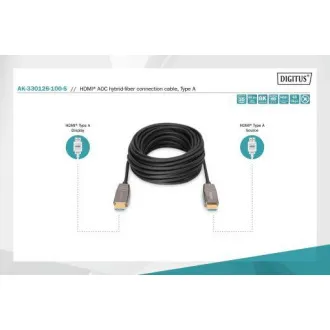 Digitus HDMI AOC hybridný optický kábel, Type AM/M, 10m, UHD 8K @ 60Hz, CE, gold, bl Digitus HDMI AOC hybridný optický kábel, Type AM/M, 10m, UHD 8K @ 60Hz, CE, gold, bl