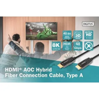 Digitus HDMI AOC hybridný optický kábel, Type AM/M, 10m, UHD 8K @ 60Hz, CE, gold, bl Digitus HDMI AOC hybridný optický kábel, Type AM/M, 10m, UHD 8K @ 60Hz, CE, gold, bl