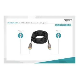 Digitus HDMI AOC hybridný optický kábel, Type AM/M, 10m, UHD 8K @ 60Hz, CE, gold, bl Digitus HDMI AOC hybridný optický kábel, Type AM/M, 10m, UHD 8K @ 60Hz, CE, gold, bl