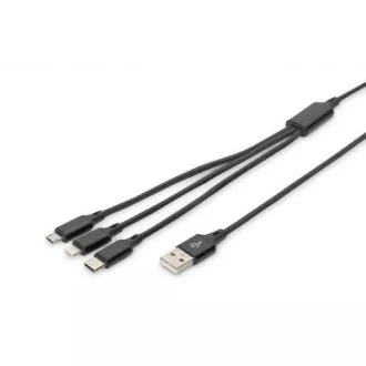 USB nabíjací kábel, 3 v 1, USB A - Lightning+micro B+Type-C 1m, kábel, bavlna, CE, bl USB nabíjací kábel, 3 v 1, USB A - Lightning+micro B+Type-C 1m, kábel, bavlna, CE, bl