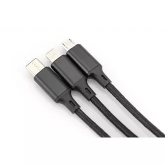 USB nabíjací kábel, 3 v 1, USB A - Lightning+micro B+Type-C 1m, kábel, bavlna, CE, bl USB nabíjací kábel, 3 v 1, USB A - Lightning+micro B+Type-C 1m, kábel, bavlna, CE, bl