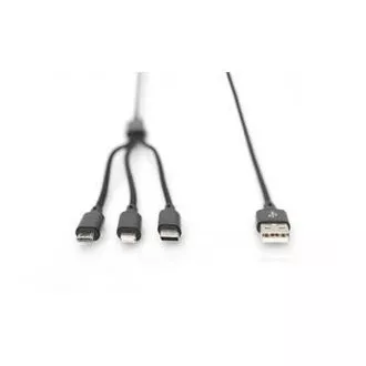 USB nabíjací kábel, 3 v 1, USB A - Lightning+micro B+Type-C 1m, kábel, bavlna, CE, bl USB nabíjací kábel, 3 v 1, USB A - Lightning+micro B+Type-C 1m, kábel, bavlna, CE, bl