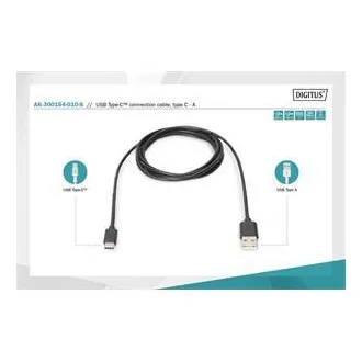 Digitus Pripojovací kábel USB C na A 1,0 m, 3A, 480 MB, verzia 2.0