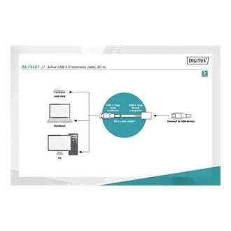 Digitus USB 3.0 aktívny predlžovací kábel dĺžka: 20 m Digitus USB 3.0 aktívny predlžovací kábel dĺžka: 20 m