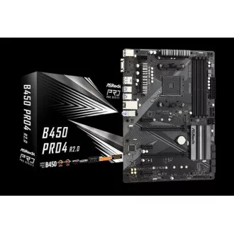 ASROCK MB B450 PRO4 R2.0 (AM4, amd B450, 4xDDR4 3200, 6xSATA3, 7.1, VGA+HDMI +DPort, USB3.1, ATX)