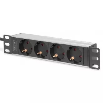 DIGITUS 10" zásuvkový pás s hliníkovým profilom, 4-cestné bezpečnostné zásuvky DIGITUS 10" zásuvkový pás s hliníkovým profilom, 4-cestné bezpečnostné zásuvky