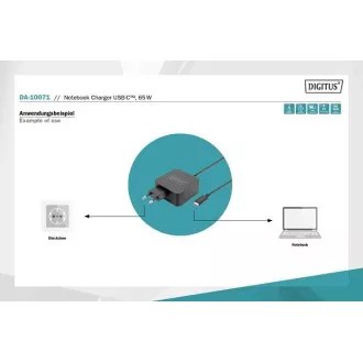 DIGITUS Nabíjačka pre notebooky USB-C Napájanie 65W PD3.0 DIGITUS Nabíjačka pre notebooky USB-C Napájanie 65W PD3.0
