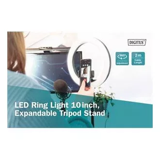 DIGITUS LED kruhové svetlo 10", výsuvný statívový stojan