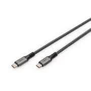 DIGITUS Pripojovací kábel USB 4, TypeC na TypeC, AL-Housing PP Braid 4K @ 60Hz, PD3.0, 20Gbits / s, 3m, bl.