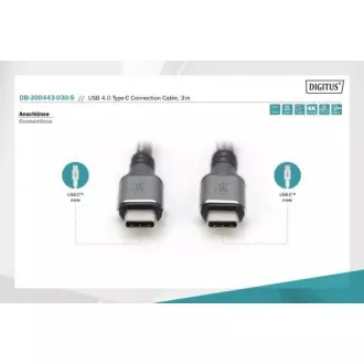 DIGITUS Pripojovací kábel USB 4, TypeC na TypeC, AL-Housing PP Braid 4K @ 60Hz, PD3.0, 20Gbits / s, 3m, bl. DIGITUS Pripojovací kábel USB 4, TypeC na TypeC, AL-Housing PP Braid 4K @ 60Hz, PD3.0, 20Gbits / s, 3m, bl.