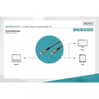 DIGITUS Pripojovací kábel USB 4, TypeC na TypeC, AL-Housing PP Braid 4K @ 60Hz, PD3.0, 20Gbits / s, 3m, bl. DIGITUS Pripojovací kábel USB 4, TypeC na TypeC, AL-Housing PP Braid 4K @ 60Hz, PD3.0, 20Gbits / s, 3m, bl.