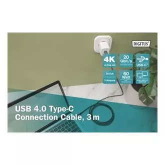 DIGITUS Pripojovací kábel USB 4, TypeC na TypeC, AL-Housing PP Braid 4K @ 60Hz, PD3.0, 20Gbits / s, 3m, bl. DIGITUS Pripojovací kábel USB 4, TypeC na TypeC, AL-Housing PP Braid 4K @ 60Hz, PD3.0, 20Gbits / s, 3m, bl.