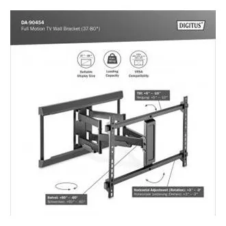 DIGITUS Plne pohyblivý TV nástenný držiak 37-80", 60 kg zaťaženie max., VESA: 200x100, 200x200, 300x200, 400x200, 300x300, 400x300 DIGITUS Plne pohyblivý TV nástenný držiak 37-80", 60 kg zaťaženie max., VESA: 200x100, 200x200, 300x200, 400x200, 300x300, 400x300