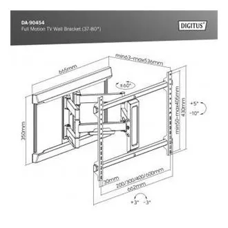 DIGITUS Plne pohyblivý TV nástenný držiak 37-80", 60 kg zaťaženie max., VESA: 200x100, 200x200, 300x200, 400x200, 300x300, 400x300 DIGITUS Plne pohyblivý TV nástenný držiak 37-80", 60 kg zaťaženie max., VESA: 200x100, 200x200, 300x200, 400x200, 300x300, 400x300