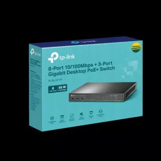 TP-Link Switch TL-SL1311P 8x LAN/PoE+, 2x GLAN, 1x SFP, 65W