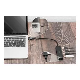 Digitus USB 3.0 Hub 4-Port, Slim Line, 0,2 m kábel