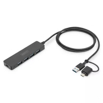 Digitus USB 3.0 Hub 4-Port, Slim Line, 1,2 m kábel
