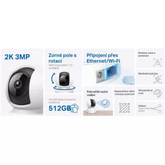 TP-Link Tapo C212 - IP kamera s naklápaním a WiFi, 3MP (2304 x 1296), ONVIF