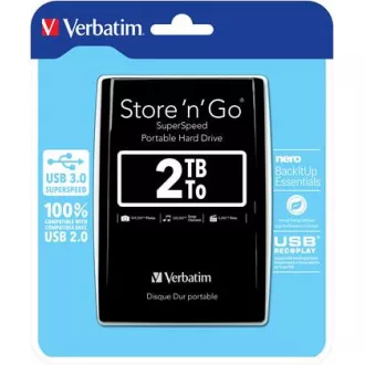 VERBATIM Store´n´ Go 2,5" 2TB USB 3.0 čierny VERBATIM Store´n´ Go 2,5" 2TB USB 3.0 čierny
